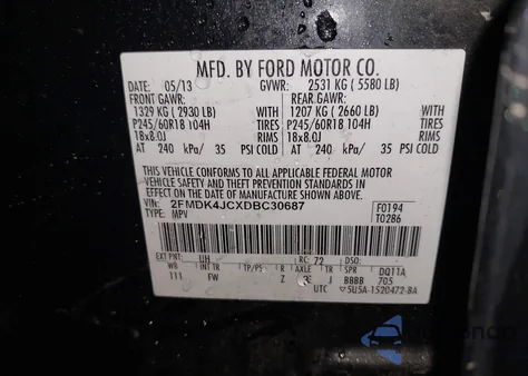 2013 Ford Edge Sel z USA, uszkodzony, nr VIN 2FMDK4JCXDBC30687